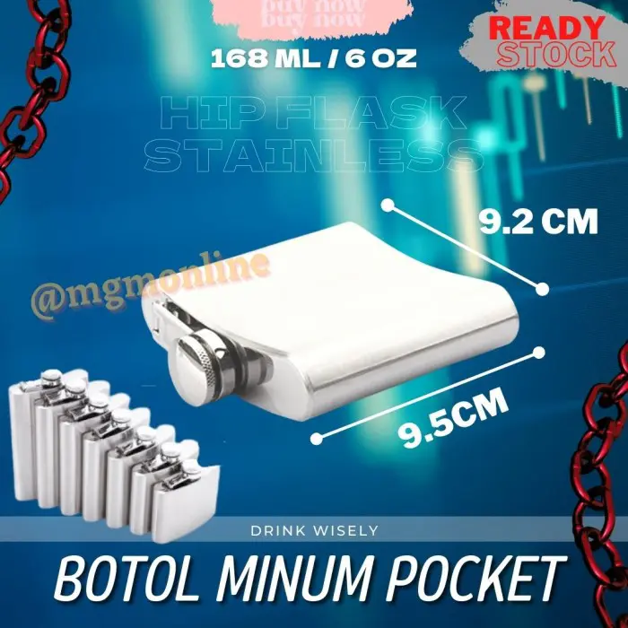 Botol pocket Stainless 168ml Hip Flask 6oz liquor botol minuman keras 0