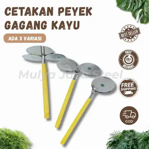 PREMIUM!!! Cetakan Peyek Stainless Gagang Kayu Anti Lengket Tahan Panas – Alat Cetak Rempeyek Praktis