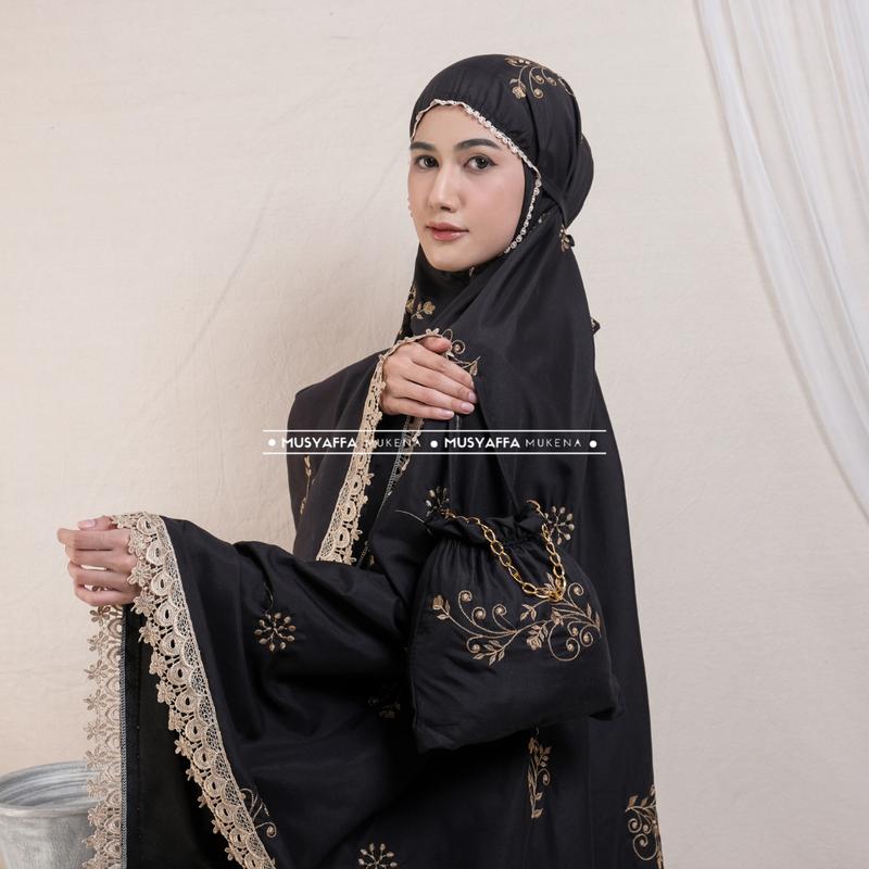 MUSYAFFA - Mukena Dewasa Bordir Clara Premium Cantik Mewah Atasan Bawahan Bunga Katun Muslim Mukenah Mukena bordir 3