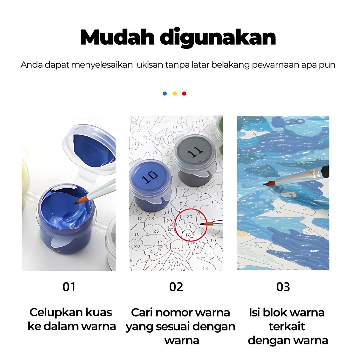 Halo Paint by Numbers Kit Lukisan Akrilik Cat Kanvas Kayu Paint by Numbers Painting 20x20cm - Stationery