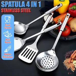 Spatula Set Stainless 4 In 1 Sodet Stainless Sutil Set isi 4 Set Alat Masak All In One