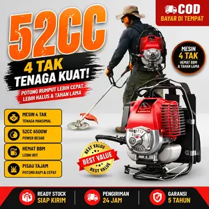 REAIM Mesin Potong Rumput 5200W Arit rumput 2 Tak/4 Tak Pemotong Rumput 52CC