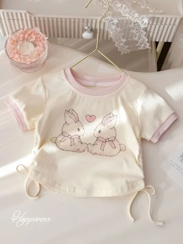 baju Kecil anak perempuan crop atasan anak usia 1-11  Kaos  katun santai 2