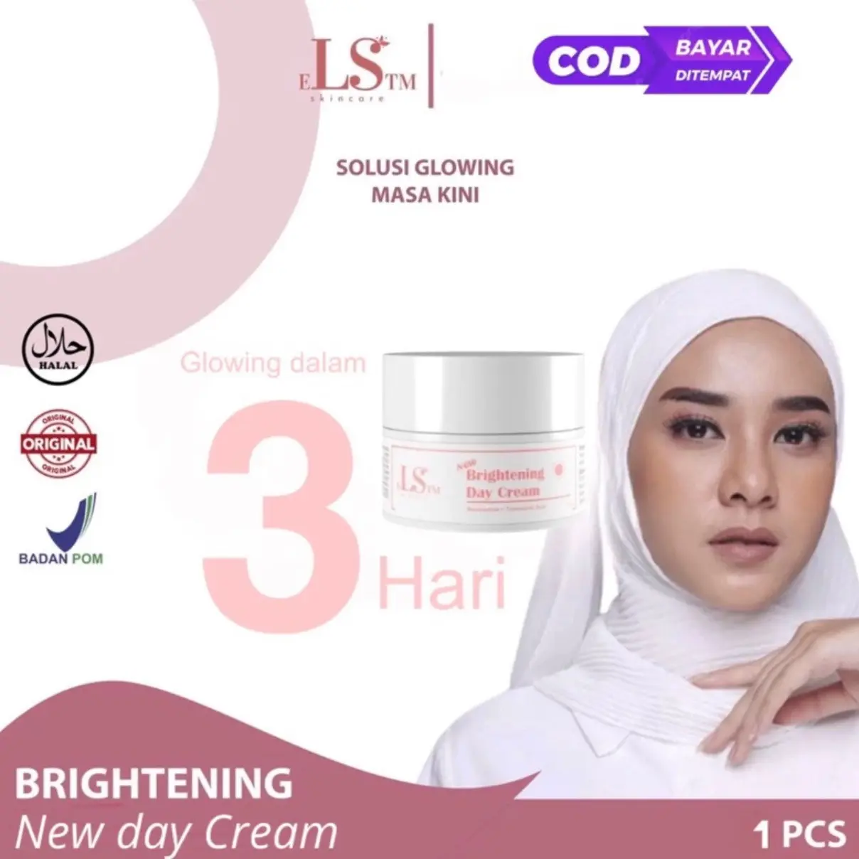 LS SKINCARE Ecer Brightening/Glowing Day Cream BPOM Dengan Sunblock/UVFilter