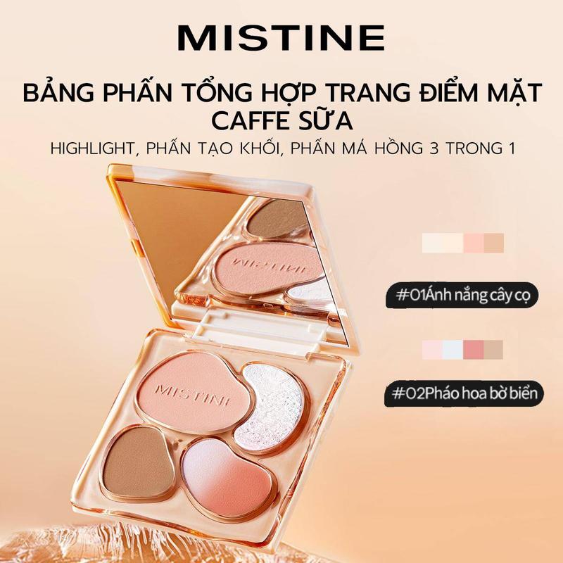  MISTINE Bảng phấn Thai Milk Coffee 3IN1  Phấn mắt Tạo khối Má hồng  