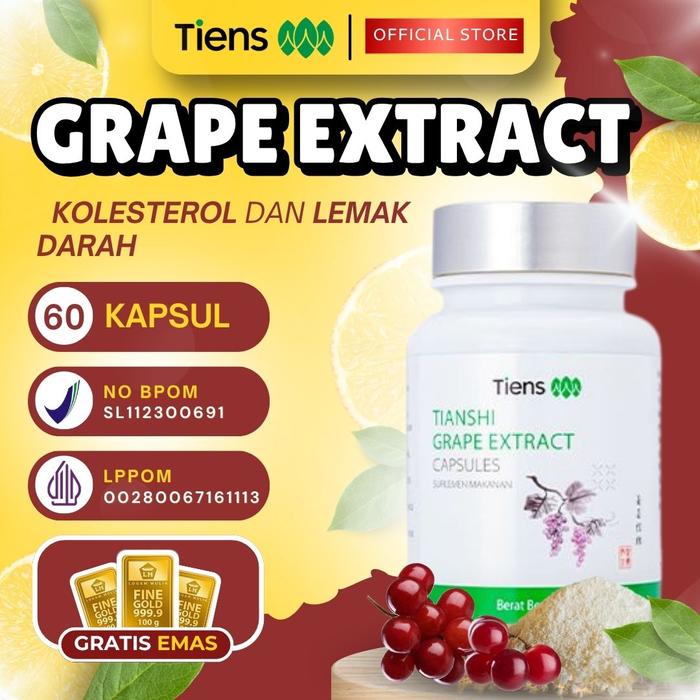 Gambar [ Untuk Kolesterol ] Tiens Grape Extract Capsules Original Alami isi 60 Kapsul (Segel) Bpom Halal Mengandung Ekstrak Biji Anggur untuk Menjaga Kesehatan dan Meringankan Kolesterol - 30 Kapsul dari Rumah.sehatmu Kab. Bandung Tokopedia