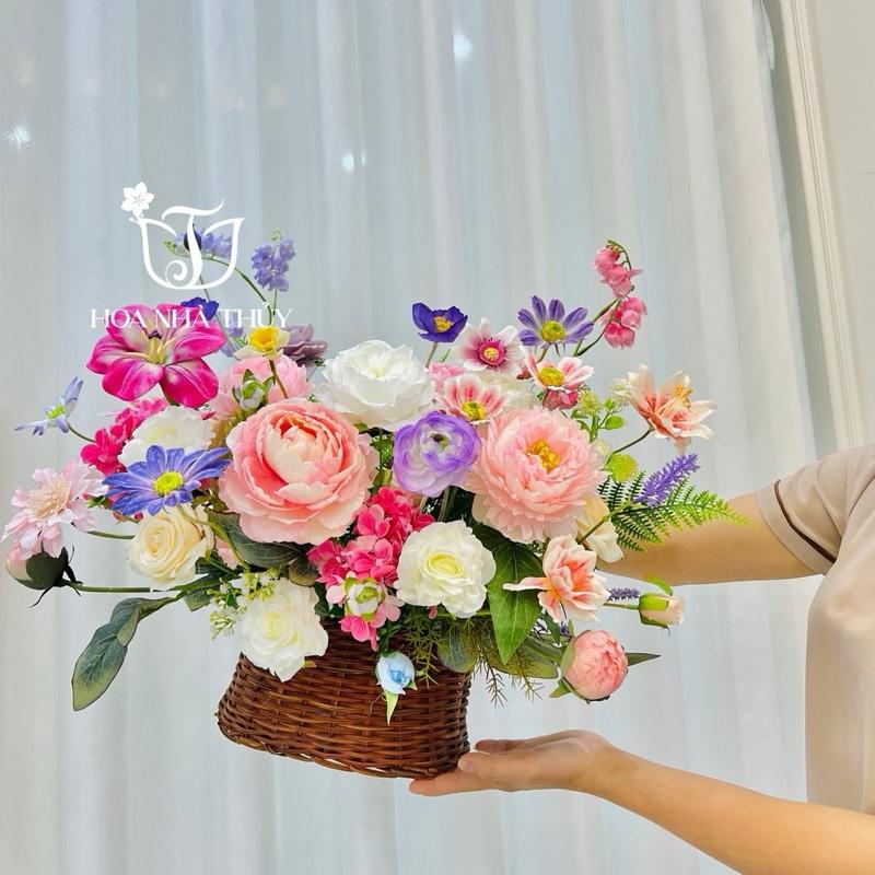 Lãng hoa giả để bàn - Lãng hoa trang trí thiết kế sẵn