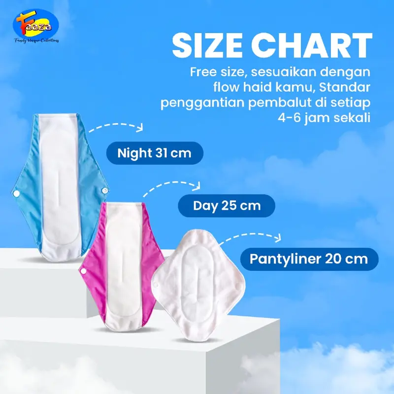 Faaza Pembalut Kain DAY SAYAP LEBAR - isi 3 Kesehatan Cuci Ulang Faaza Pembalut Katun Day Sayap Lebar 3 DSL Anti Bocor / Menspad Pembalut Kain/Pembalut Wanita /Pembalut Kain Cuci Ulang/Menstrual Pad/Pembalut Cuci Ulang/Menspad grosir Kering Perempuan 5
