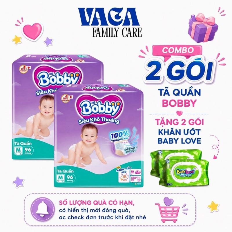 Combo 2 Gói Tã Bỉm Quần Bobby Ultra Siêu khô thoáng đủ size M96/ L88/ XL74/ XXL68 cho bé