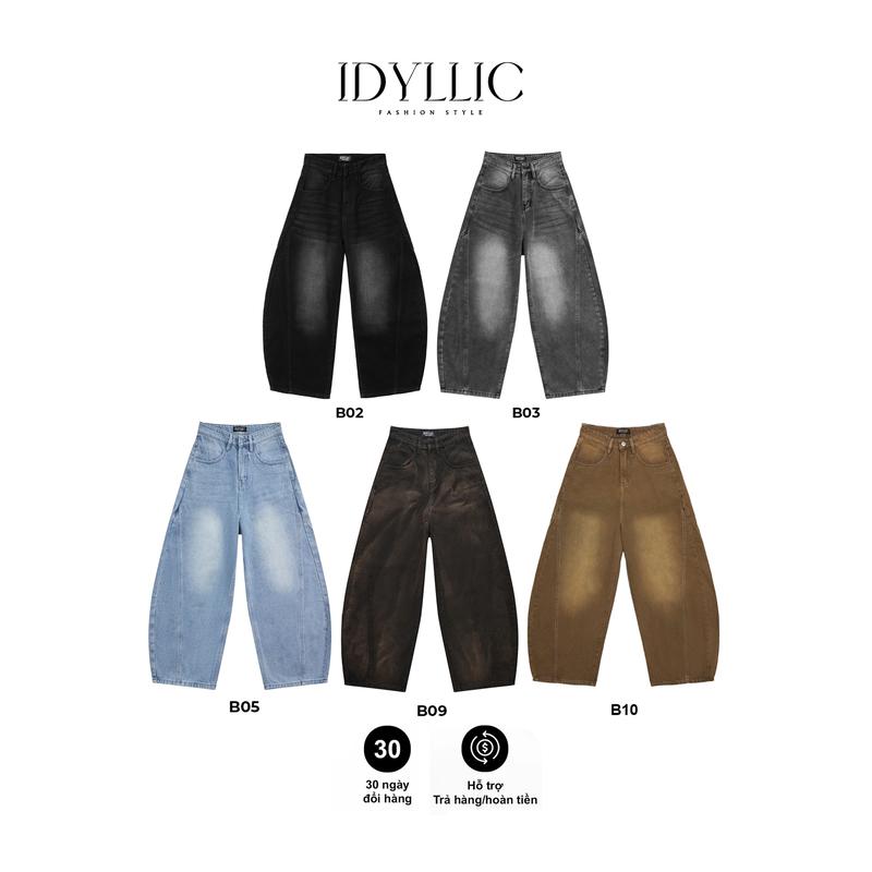   IDYLLIC - MỚI RA MẮT  Bộ Sưu Tập Quần jean nam nữ unisex ống bí rộng thời trang màu hot trend B02,B03,B05,B06,B07,B08,B09 cotton dày dặn Menswear Cotton Pants - Chất Jean Cotton Thoáng Mát 