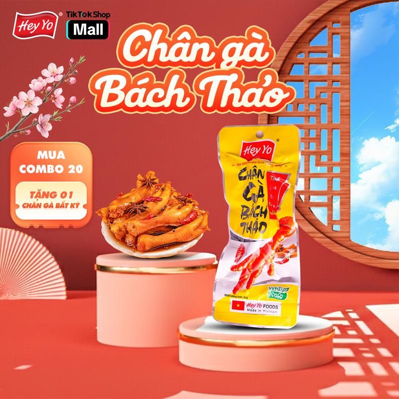    TẶNG QUÀ DUY NHẤT LIVE BRAND   Hey Yo Live Chân Gà cay Bách Thảo 40g chân gà Hey Yo Foods ủ vị Ăn Vặt hàng Việt Nam thơm ngon chất lượng 