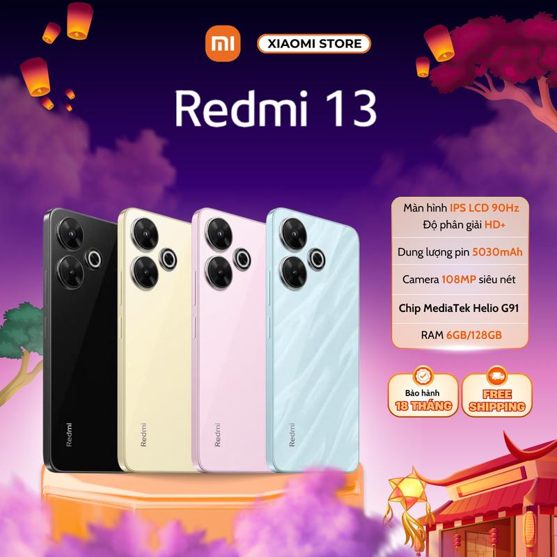  Điện thoại XIAOMI Redmi 13 6GB 128GB - 8GB 128GB - Chính hãng bảo hành 18 tháng - Nguyên Seal 