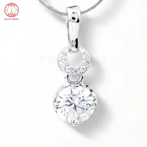 Kalung Perak Asli 925 Permata Solitaire Wanita Silver Lapis Emas Putih Anti Karat Elegan Cewek