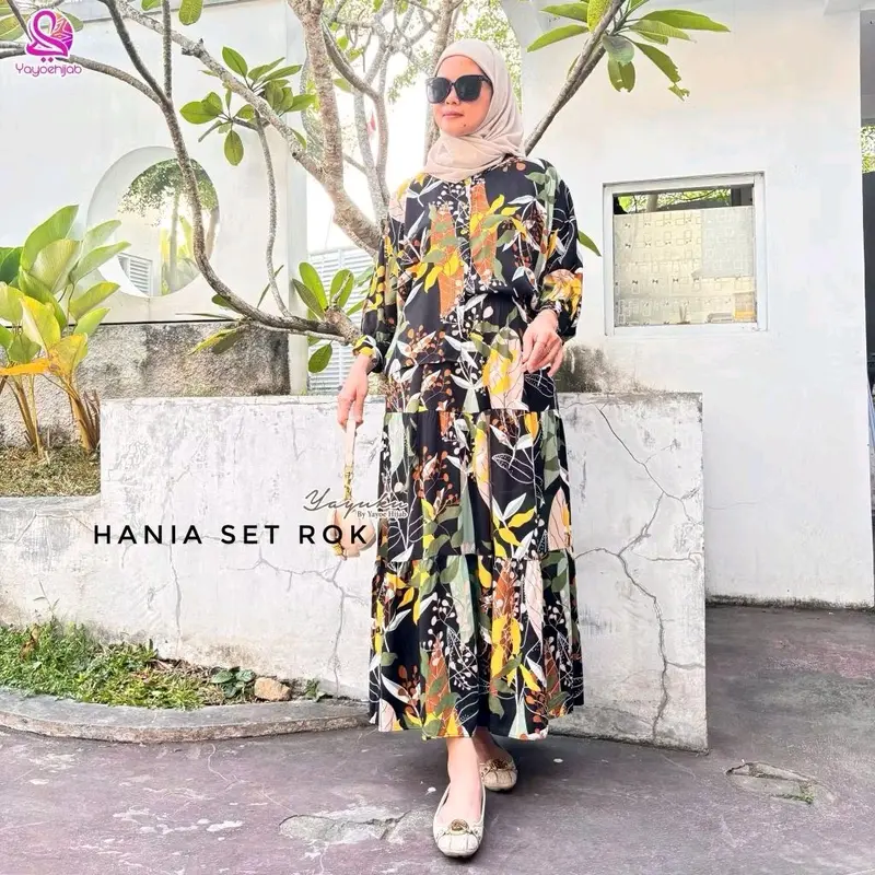Hania Set Rok - Baju/Atasan Rayon Viscose Karakteristik Tipis dan Nyaman - Dress, Muslim 5