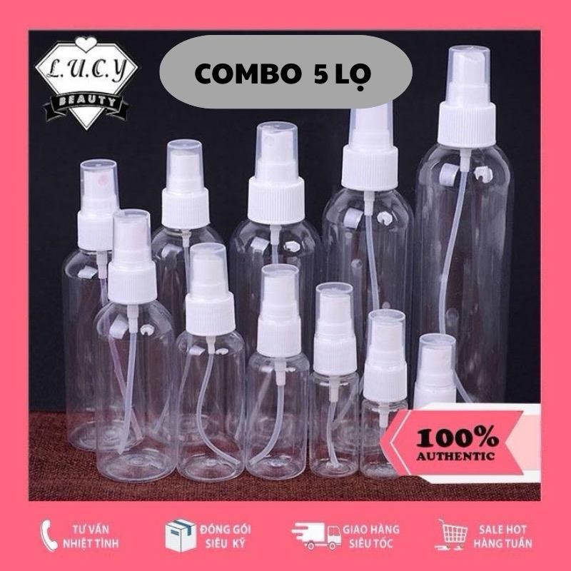   COMBO 5 LỌ  Lọ Tuýp Hũ Chai nhựa chiết triết mỹ mĩ phẩm du lịch chai nhựa PET đựng dung dịch nước rửa tay XỊT PHUN SƯƠNG 