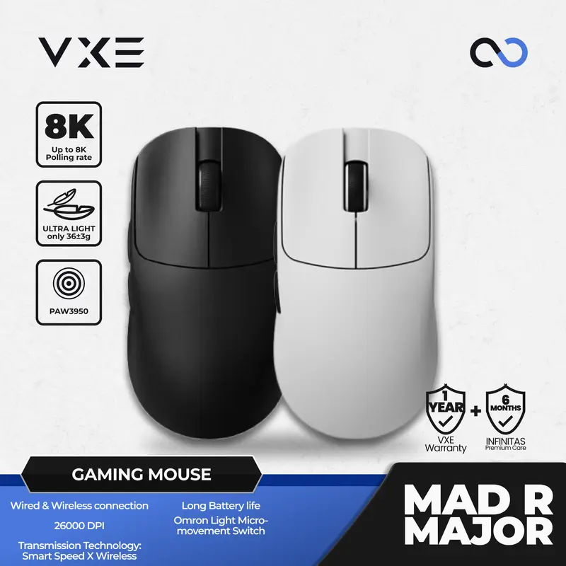 VGN VXE MAD R MAJOR 8K Wireless Light Weight Gaming Mouse 0