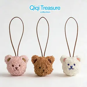 Qiqi Treasure Gantungan Tas Boneka Beruang Imut Kepala Beruang Plush 7 Cm Cocok Untuk Koleksi Tas Sekolah Botol Minum Dan Pouch Kosmetik