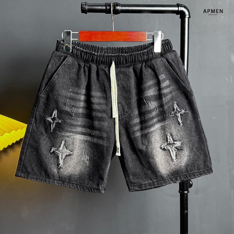 QUẦN SHORT JEAN NAM LƯNG THUN LỬNG NGANG TRÊN GỐI COTTON KHÔNG CO DÃN QUẦN ĐÙI NAM QS704