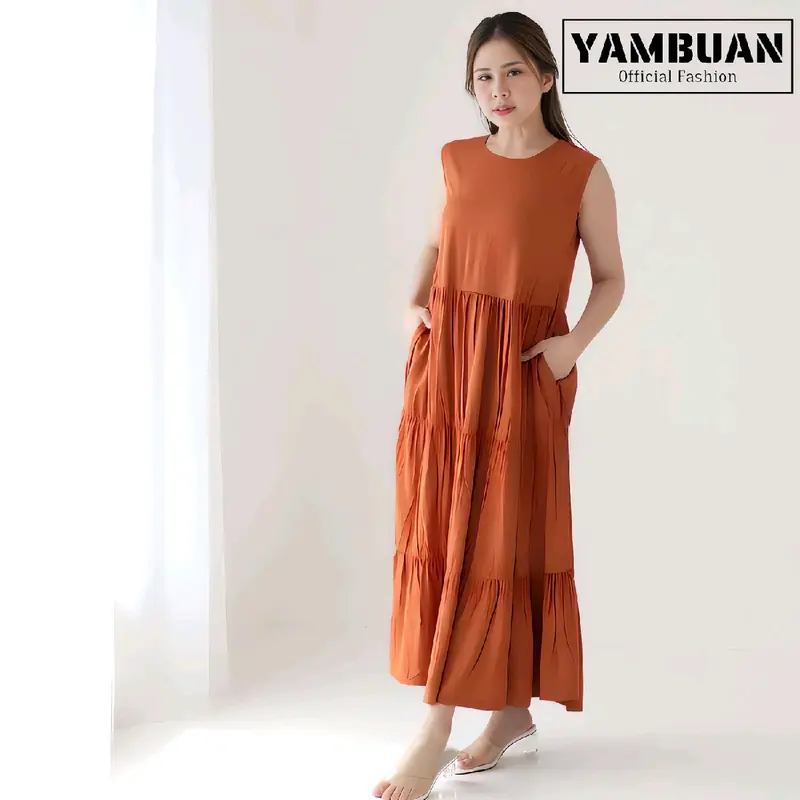 Dress Singlet Jumbo Model Rempel / Iner Gamis Rayon Polos Tanpa Lengan Fit Kain 4