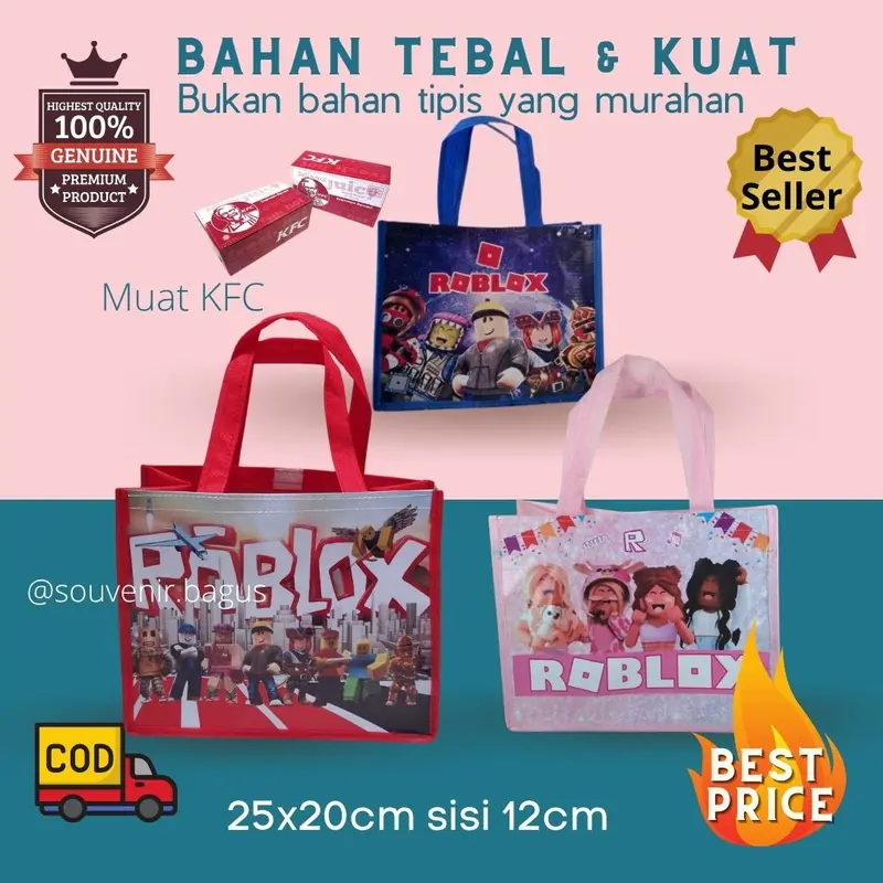 Tas Ultah Roblox (10 pcs) Tas Souvenir Ulang Tahun Roblox Murah Terlaris Goodie Bag Game Roblox Jakarta 0