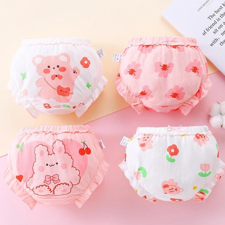 Quần Đùi Đùi Mông Tam Giác Cho Em Bé Gái, Chất Liệu Cotton Nguyên Chất, Thiết Kế Dễ Thương, Thích Hợp Cho Tất Cả Các Mùa, Cho Trẻ Em Từ 0-4 Tuổi