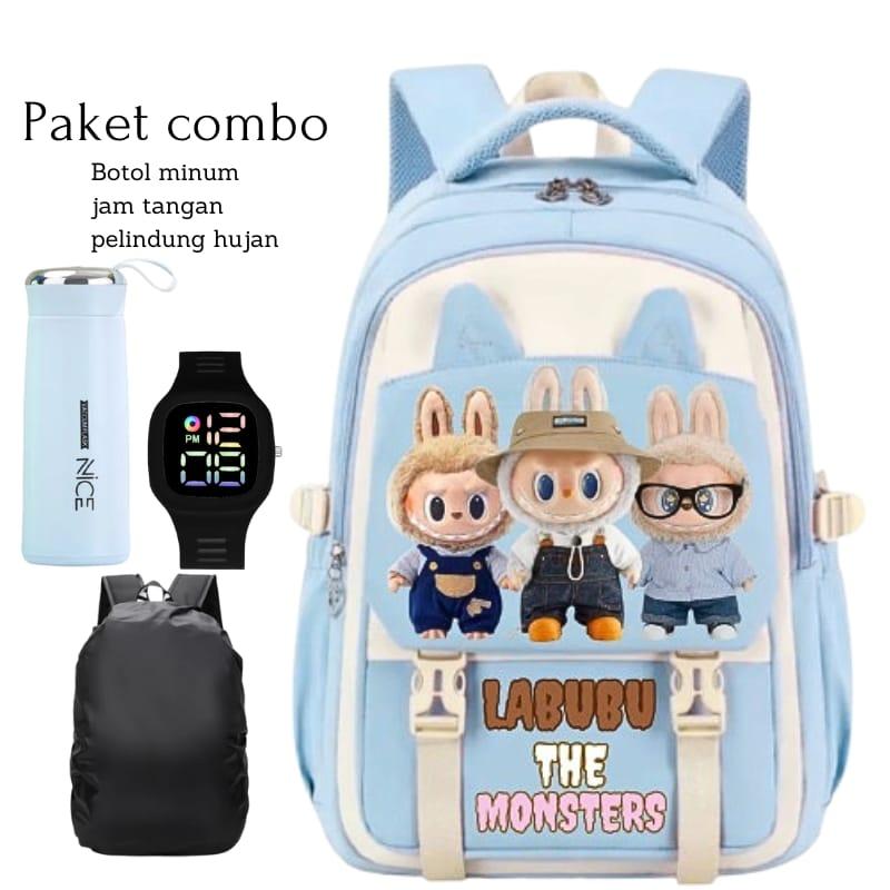 Tas Ransel Viral Karakter Lububu Tas Gendong sekolah Anak SD>SMP>SMA Backpack Punggung Terbaru Free gift COD