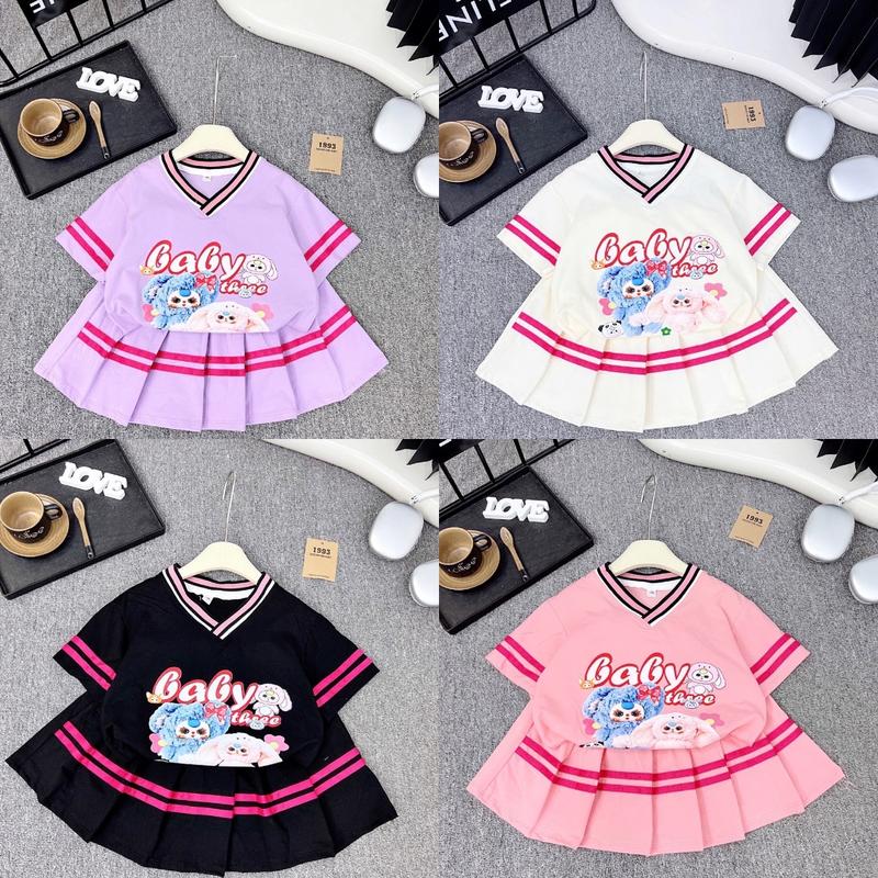 Váy Xếp Ly Có Lót Trong In Hình BaBy Three  Dành Cho Bé Gái 9-44kg , Váy Xếp Ly Chất Liệu Cotton TIXI Mềm Mịn Thoáng Mát Phù Hợp Vợi Hoạt Động Của Bé, Váy Mùa Hè Cho Bé Gái Sành Điệu váybégái