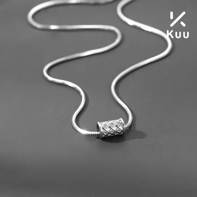 Vòng cổ nam nữ titan không gỉ mặt hình trụ vintage dây mảnh Kuu Clothes màu bạc thời trang Hàn Quốc - Vòng cổ Moxi