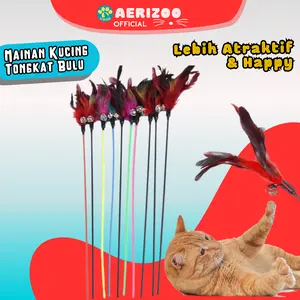 Mainan Kucing Tongkat Bulu Cat Toys Cat Teaser Lonceng Aerizoo