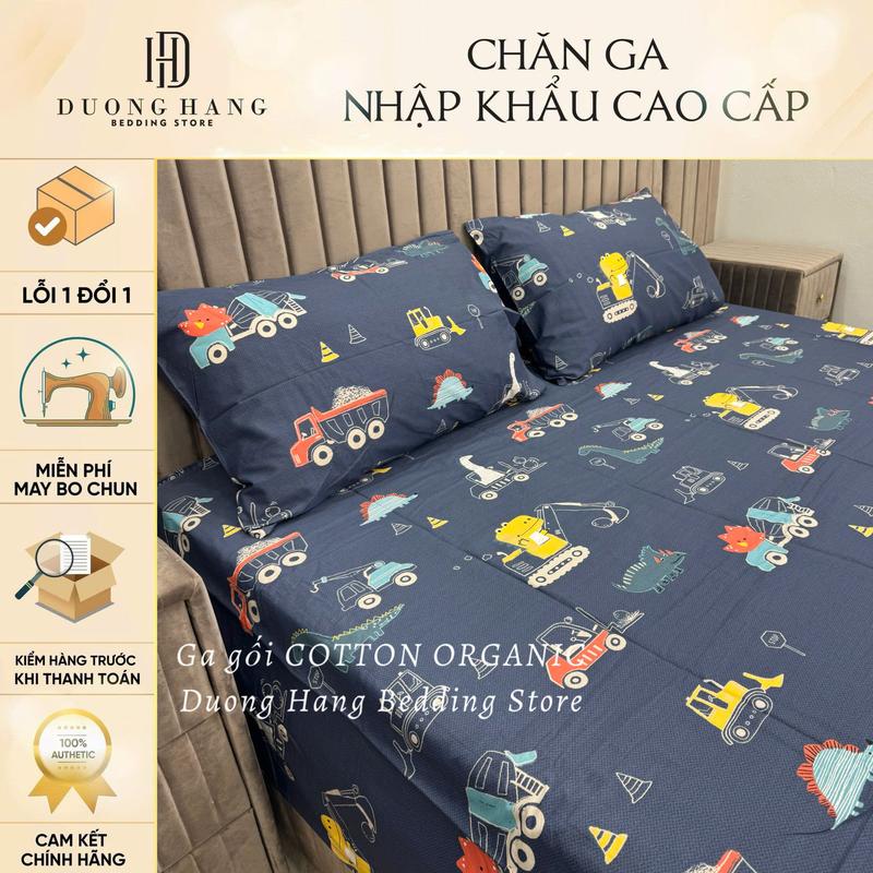 COTTON ORGANIC - cotton lành tính thoáng mát siêu thấm hút mồ hôi - set ga gối ko chăn