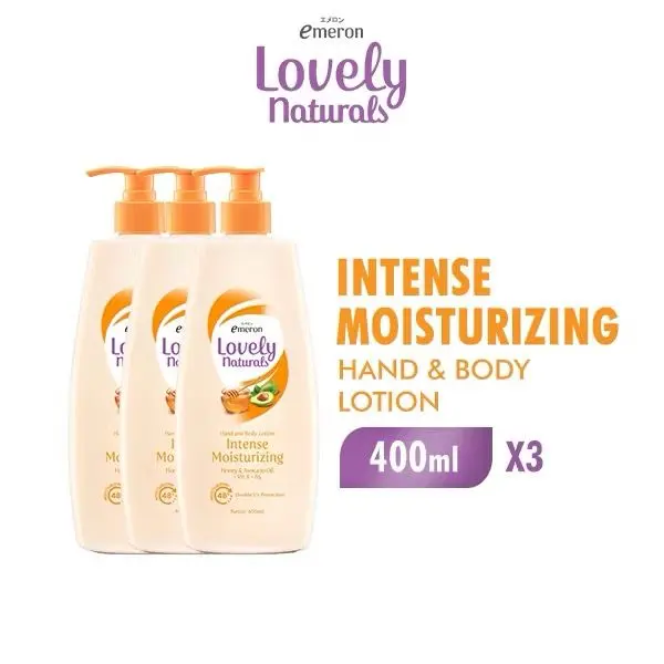 Emeron Lovely Naturals Hand & Body Lotion Intense Moisturizing 400ml x3