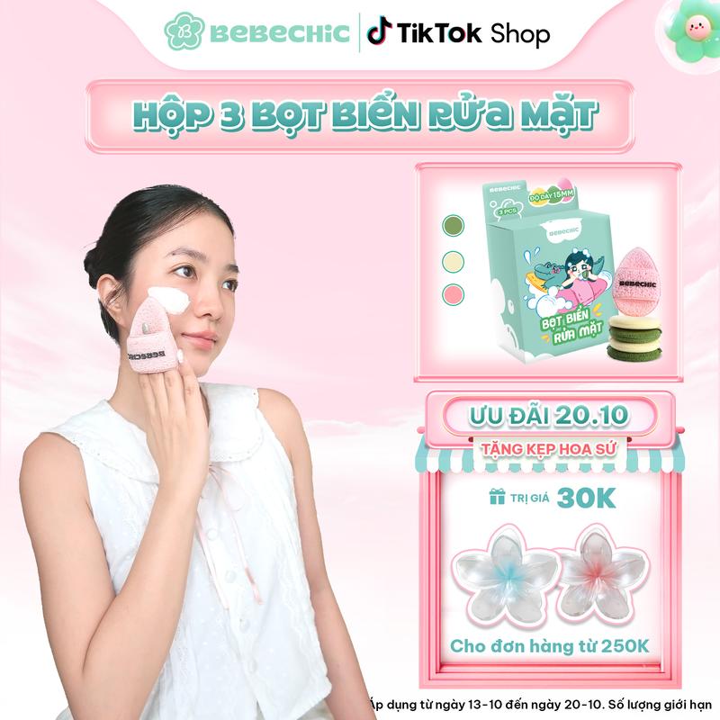 Hộp 3 Bông Mút Bọt Biển Rửa Mặt Mềm Mại Hỗ Trợ Tạo Bọt Làm Sạch Da Mặt Hiệu Quả BB037 BEBECHIC