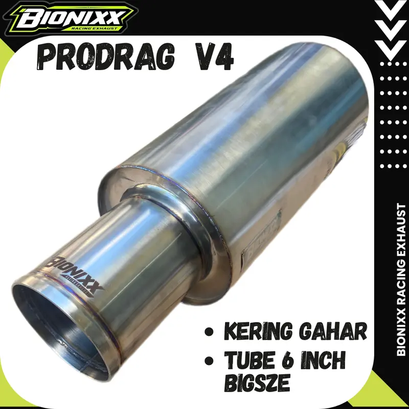 Bionixx Prodrag V4 Suara Kering Bigsize Knalpot Mobil Racing Kualitas Premium Motorcycle muffler  knalpot Tabung 6 inch 6