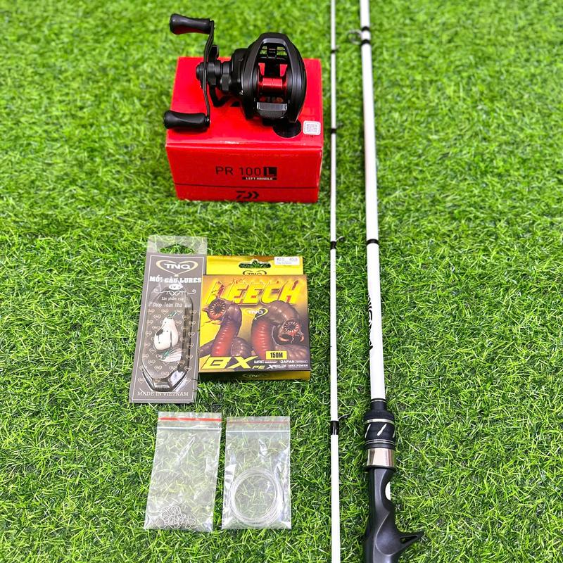 Tặng Dù+Nhái TV+Khóa leader Cần Ngọc Trinh + Máy Pr100 combo cần máy ngang,câu lure cần câu lure máy câu ngang