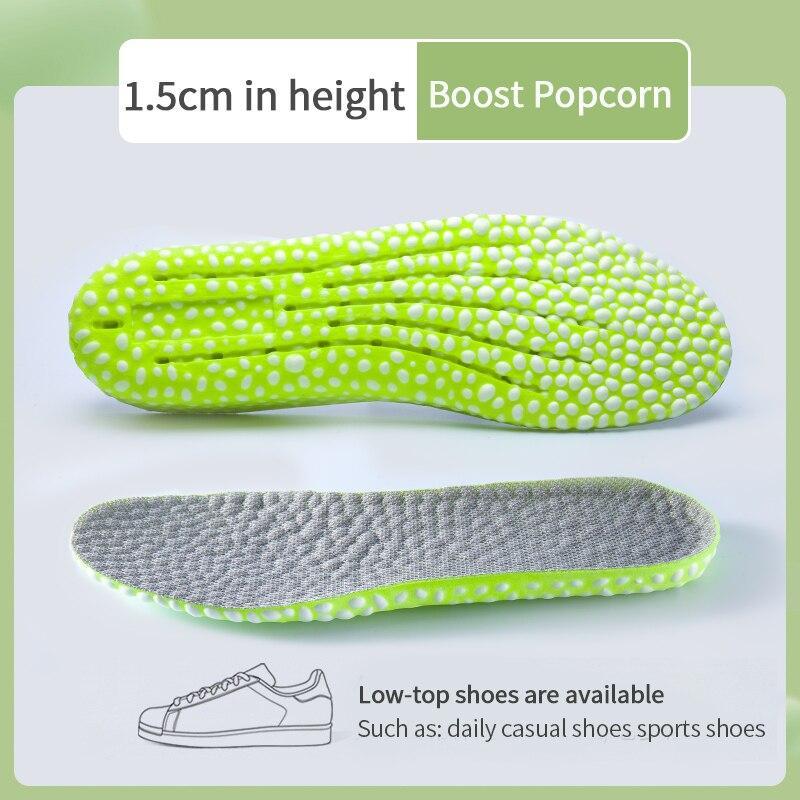 Product Introduction of 1Pair Height Increase Insoles Green PU Shoes Sole Soft Elasticity Pad Breathable Comfortable for Men Women Feet Care Insoles 12