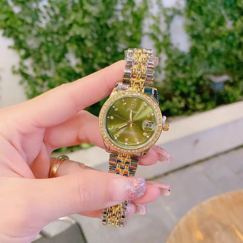 A8 Đồng hồ thời trang nữ đính đá Size 30mm có lịch ngày thép không gỉ chống nước 3ATM sang trọng Watch Women B8 Đinh 6