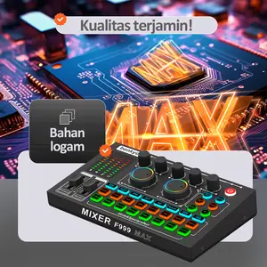 Bonkyo F999MAX Kartu Suara Profesional Bahan Logam & Plastik Kualitas Suara Definisi Tinggi untuk Ponsel Komputer Alat Audio Karaoke & Live Streaming dengan Efek Suara Unik dan Plug and Play