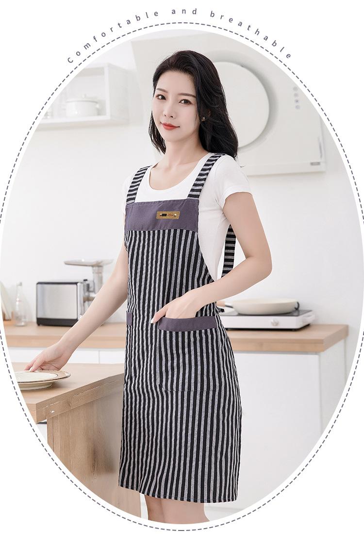 Product Introduction of Tạp dề nhà bếp, họa tiết sọc, hai túi, chống dầu và chống bẩn, thời trang và dễ thương, thích hợp để sử dụng tại nhà, quần áo bảo hộ lao động chống bụi bẩn, thích hợp cho công việc cà phê, dây thắt lưng thoáng khí, lý Tưởng cho mùa hè 12