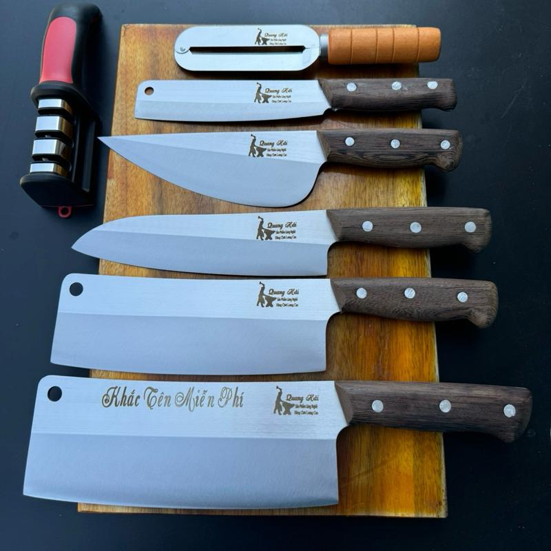 [MUA 4 tặng 3 ] bộ dao cán ốp liền chuôi full tag thép cao cấp kháng rỉ