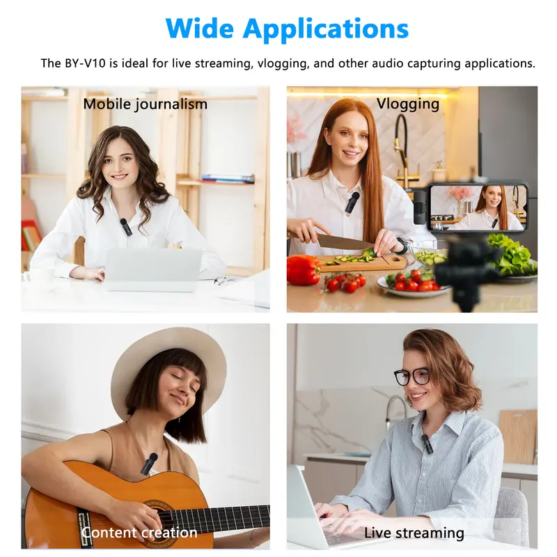 【for Lightning】BOYA BY-V1/V2 Sistem Mikrofon Clip On Nirkabel Ultracompact 2.4GHz Wireless Microphone dengan Port Lightning iOS untuk Siaran Langsung Ponsel Pintar 8