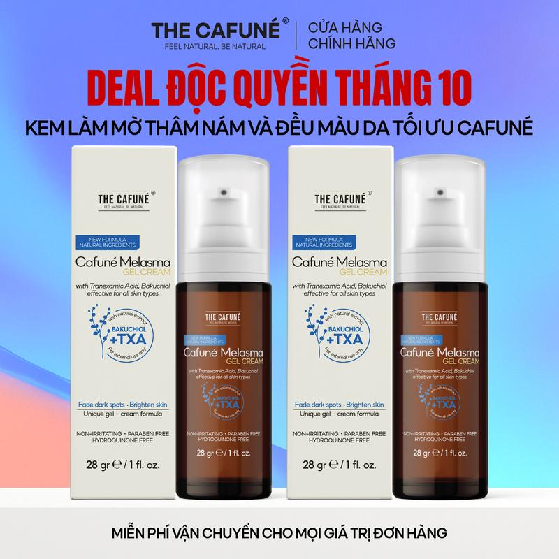 Combo 2 Kem Làm Mờ Thâm Nám, Dưỡng Trắng Sáng Và Đều Màu Da Tối Ưu Cafuné Melasma Gel Cream, 28g