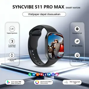 NFC GPS 11 Pro Max 10 Pro Max Original - Layar AMOLED 2.2" Tahan Air Panggilan Bluetooth Pengisian Nirkabel Pria & Wanita + Wallpaper Gratis