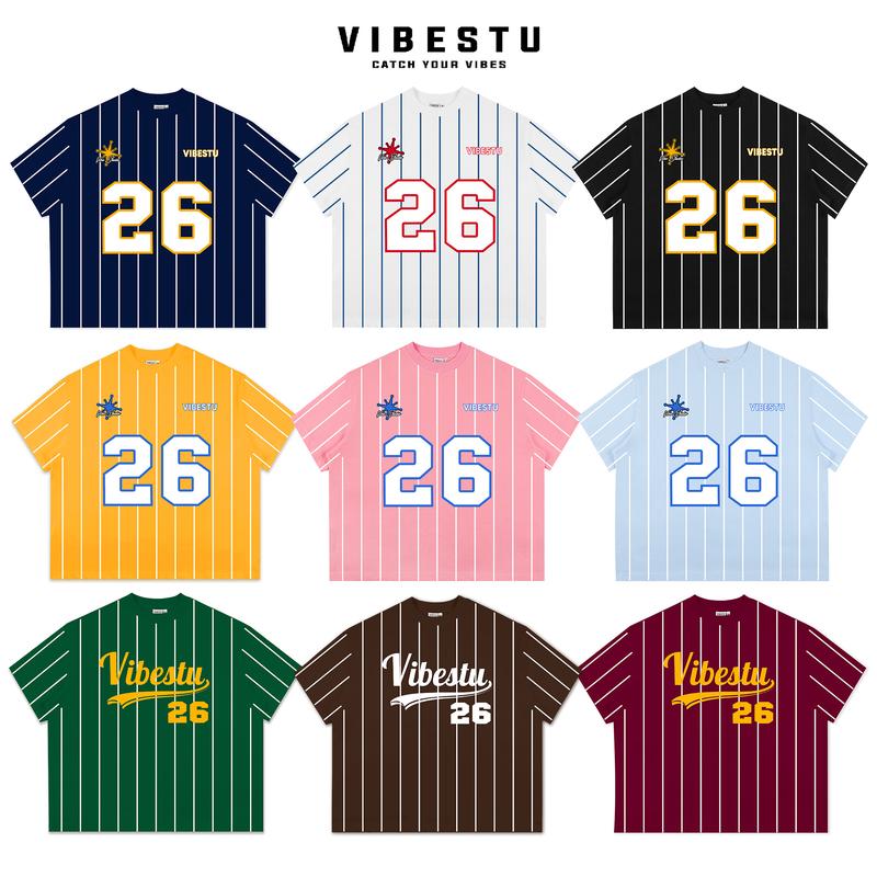 Áo Thun Sọc Local Brand VIBESTU " Sọc số 26 " Form Big Boxy Rộng Unisex 250Gsm Cotton
