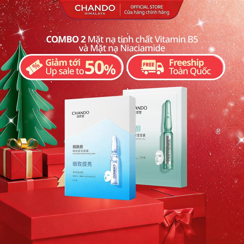   KOL  Hộp Mặt Nạ Tinh Chất Hỗ Trợ Dưỡng Sáng & Làm Dịu Da CHANDO Himalaya 28mL x 5 pcs Hàng Chính Hãng 