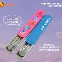 Gambar Alat Makan Custom Print Design Nama / Cetak Souvenir Peralatan Makan - Biru dari Snapy Kota Administrasi Jakarta Selatan 1 Tokopedia