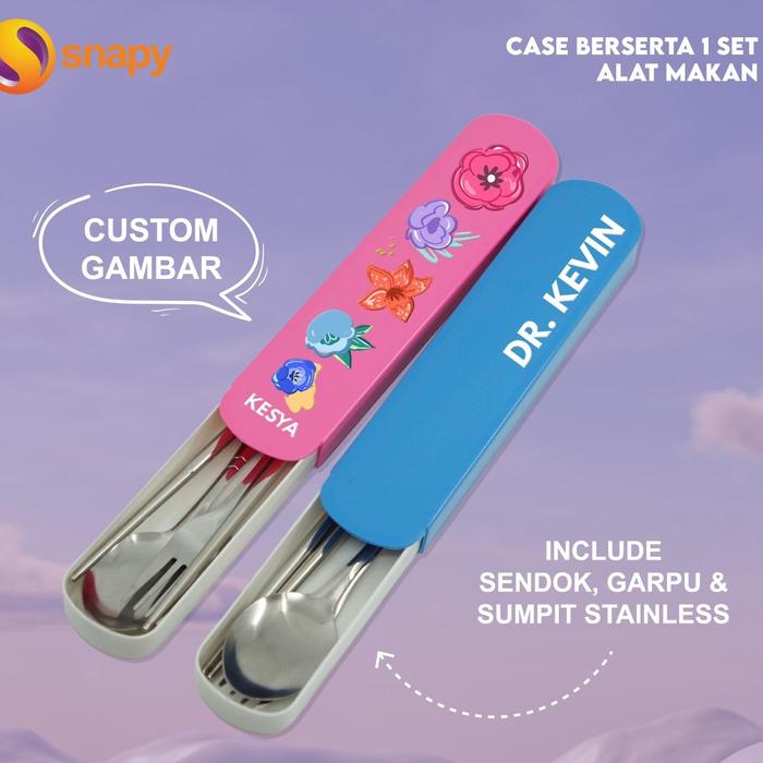 Gambar Alat Makan Custom Print Design Nama / Cetak Souvenir Peralatan Makan - Biru dari Snapy Kota Administrasi Jakarta Selatan Tokopedia