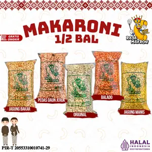 MAKARONI KRESS BANTAT 5 VARIAN RASA PEDAS DAUN JERUK, ORIGINAL, JAGUNG BAKAR, BALADO 500gr & 1kg Food Snacks Pedas Cemilan Makanan Manis Crispy Asin