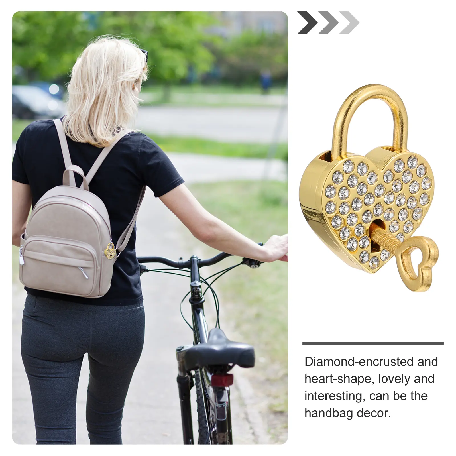 【READY STOCK】Love Lock Couple Security Tote Bag Padlock Lovers with Key Heart-shaped Zinc Alloy 4.00X3.00X1.00CM Golden