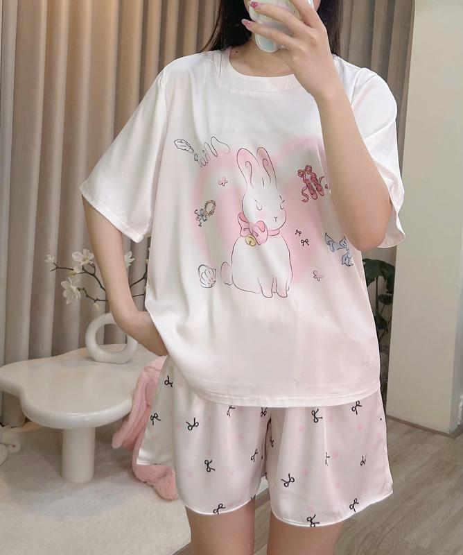  LAMIA Bộ Lụa Latin TAY NGẮN - QUẦN ĐÙI Họa Tiết Xinh Xắn S2510 