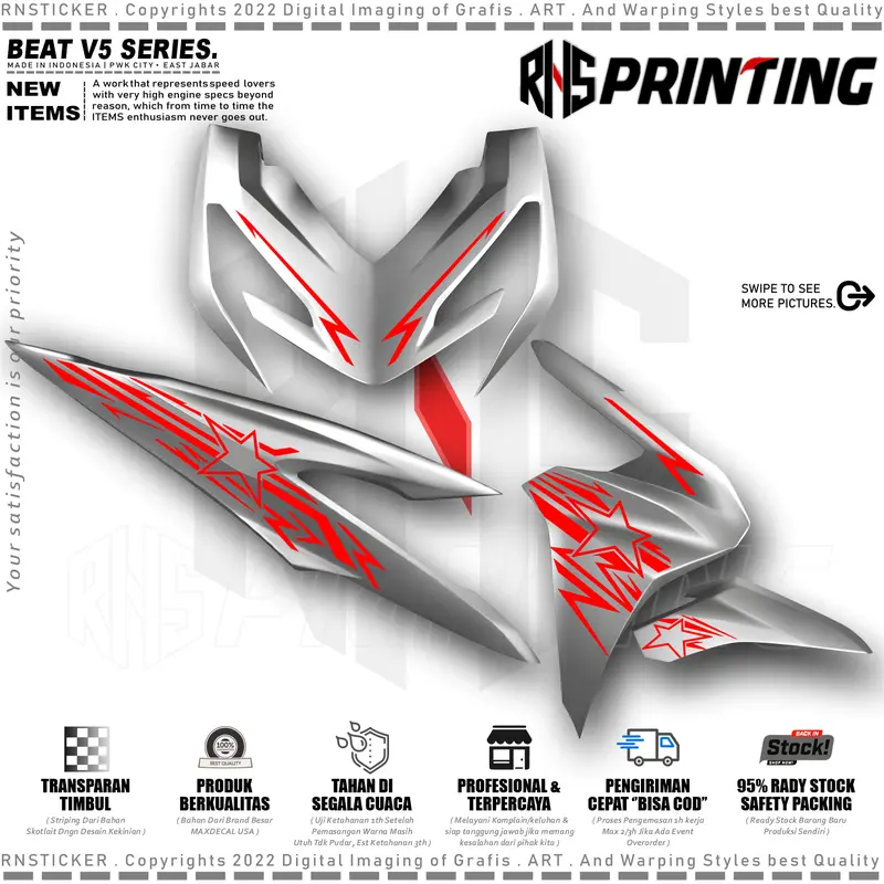 V6 CUTTING STIKER STRIPING VARIASI BEAT NEW TERBARU 2024 BEAT STRET DELUXE BINTANG TRANSPARAN STYLES Kendaraan Motor 4